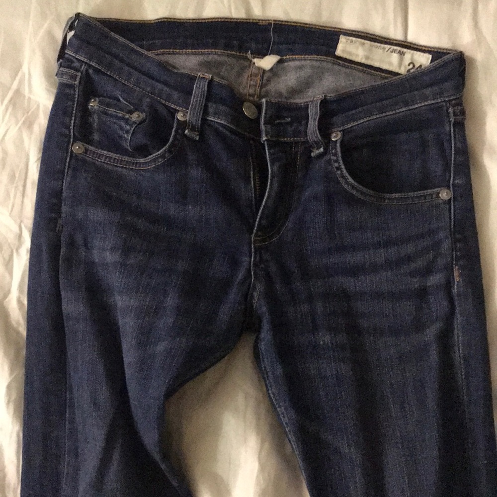 rag and bone dark wash low rise jeans